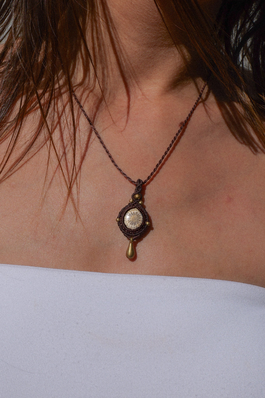 Mini Fossilised Coral Pendant