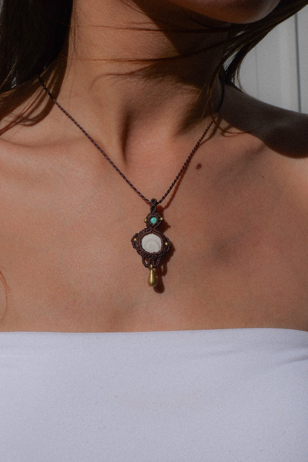 Mini Operculum & Turquoise  Pendant