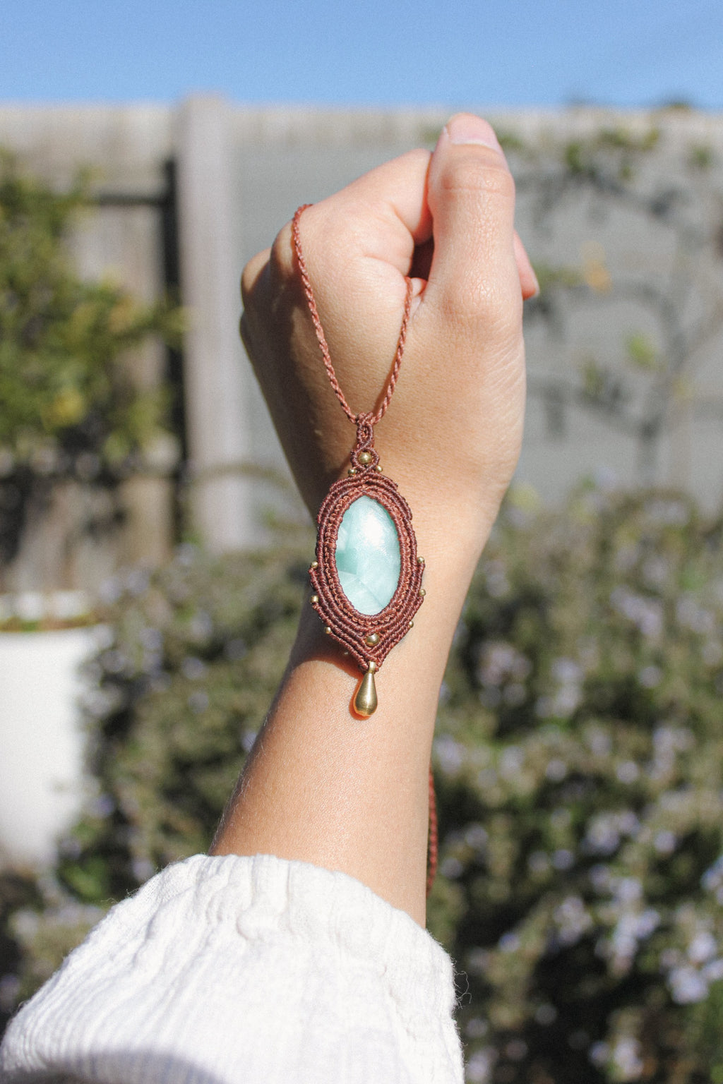 Chatoyant Hemimorphite Macrame Necklace