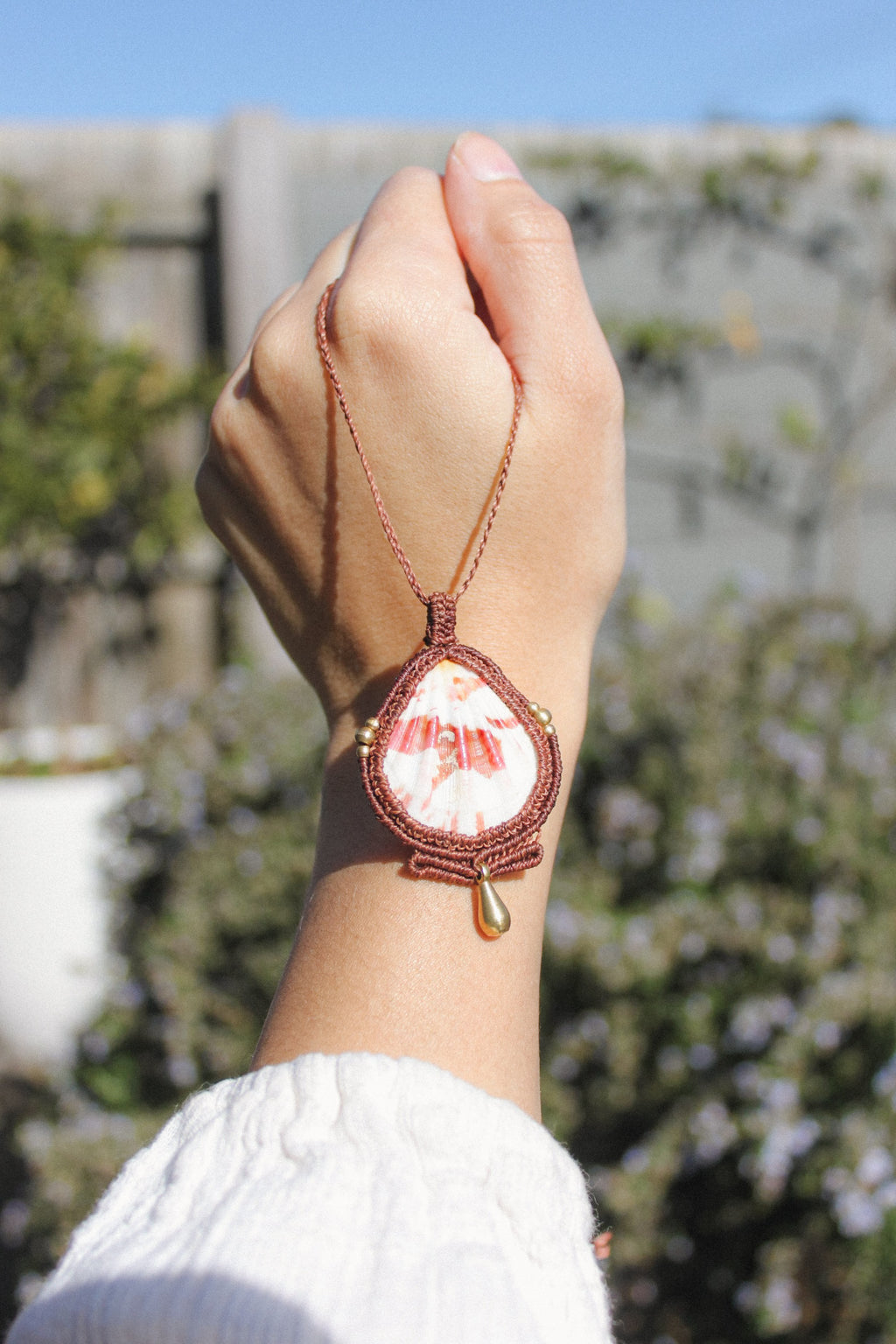 Shell Sea Fan Macrame Necklace