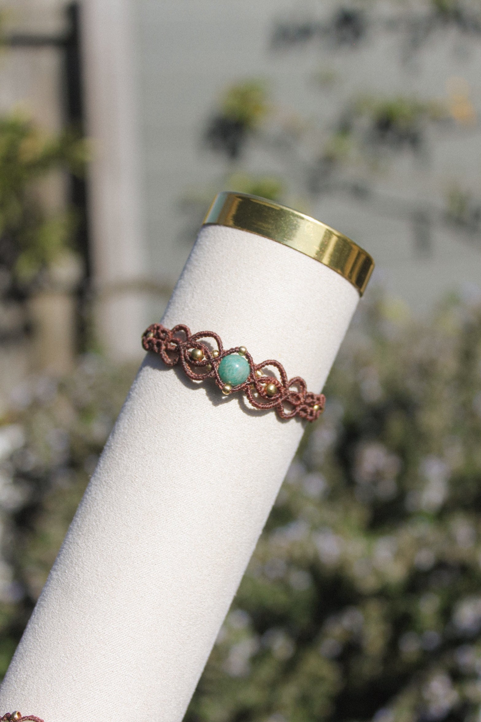 Amazonite Detailed Macrame Bracelet