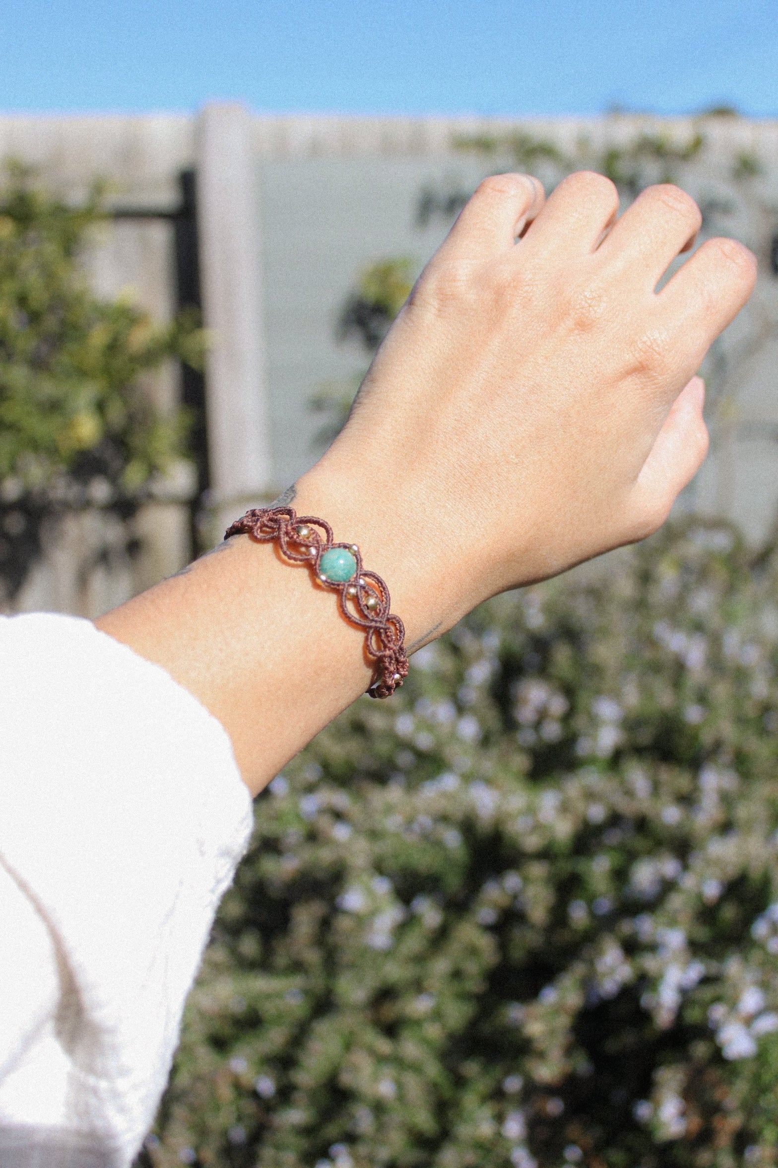 Amazonite Detailed Macrame Bracelet