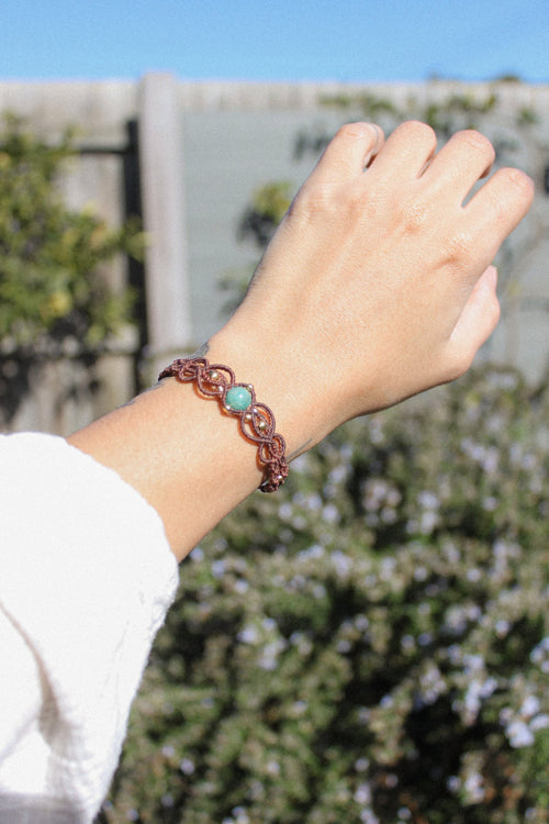 Amazonite Detailed Macrame Bracelet