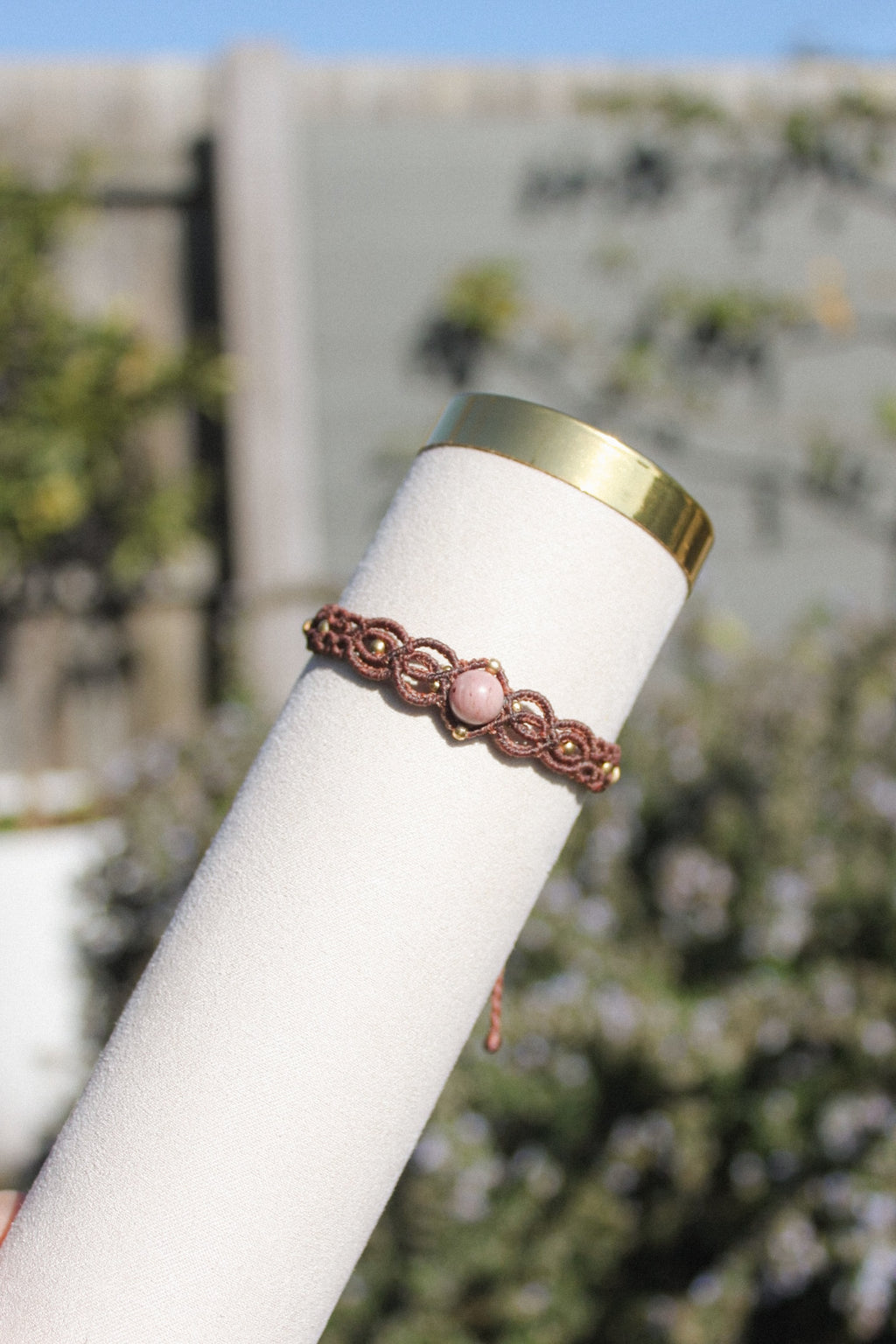 Rhodonite Detailed Macrame Bracelet
