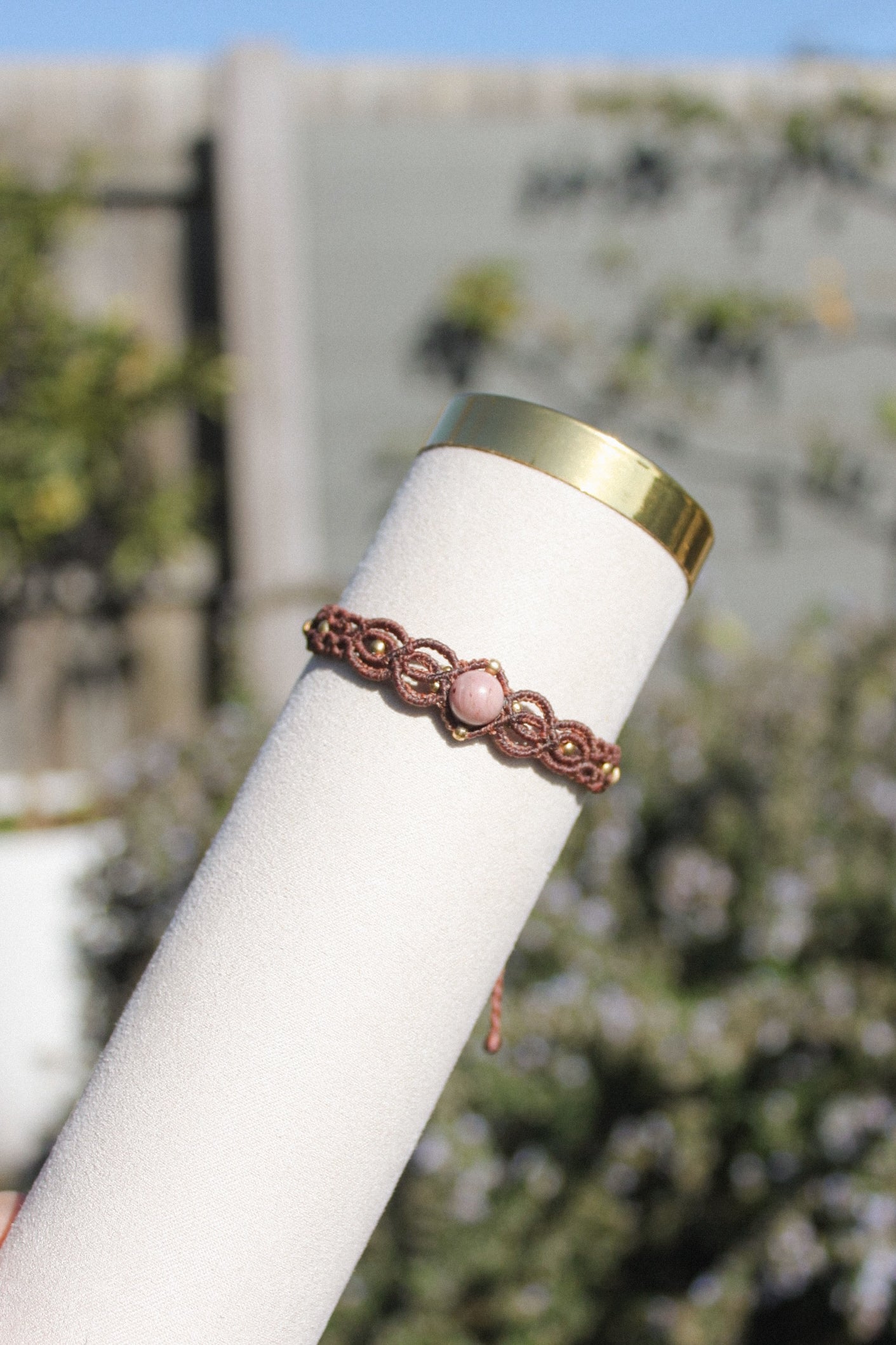 Rhodonite Detailed Macrame Bracelet