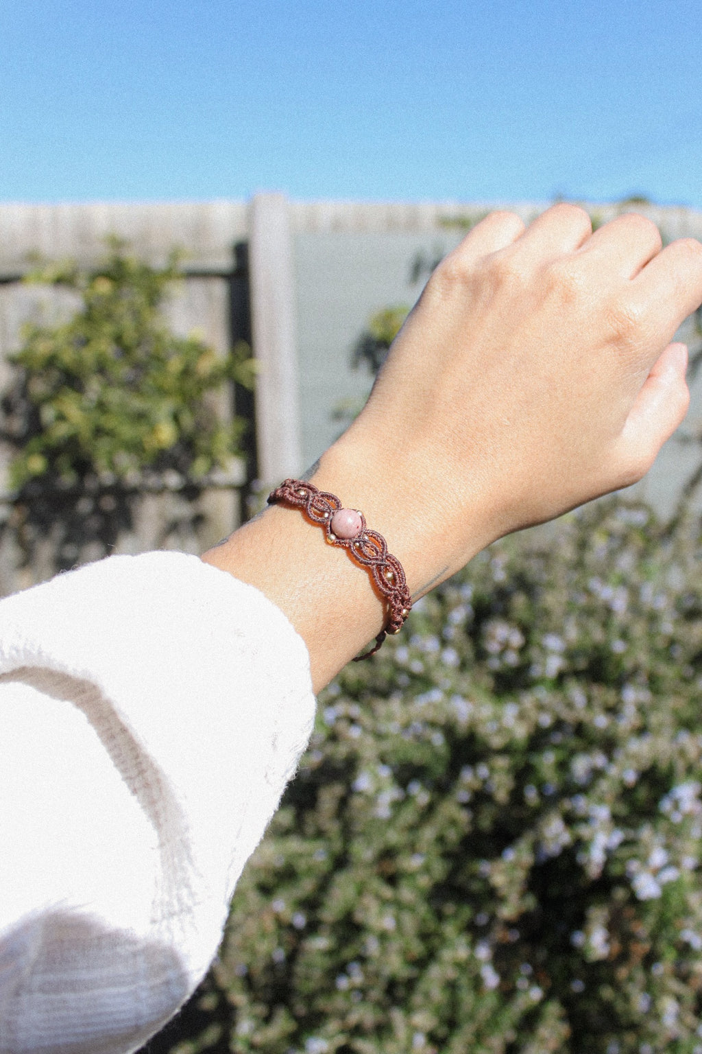 Rhodonite Detailed Macrame Bracelet