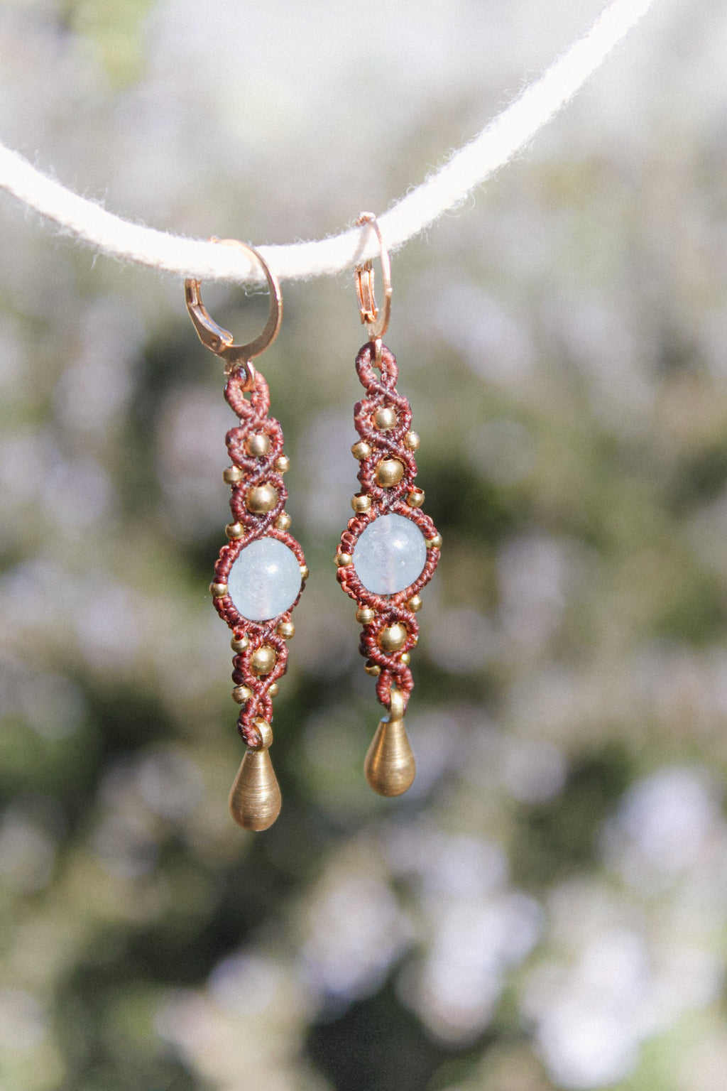 Aquamarine Macrame Earrings