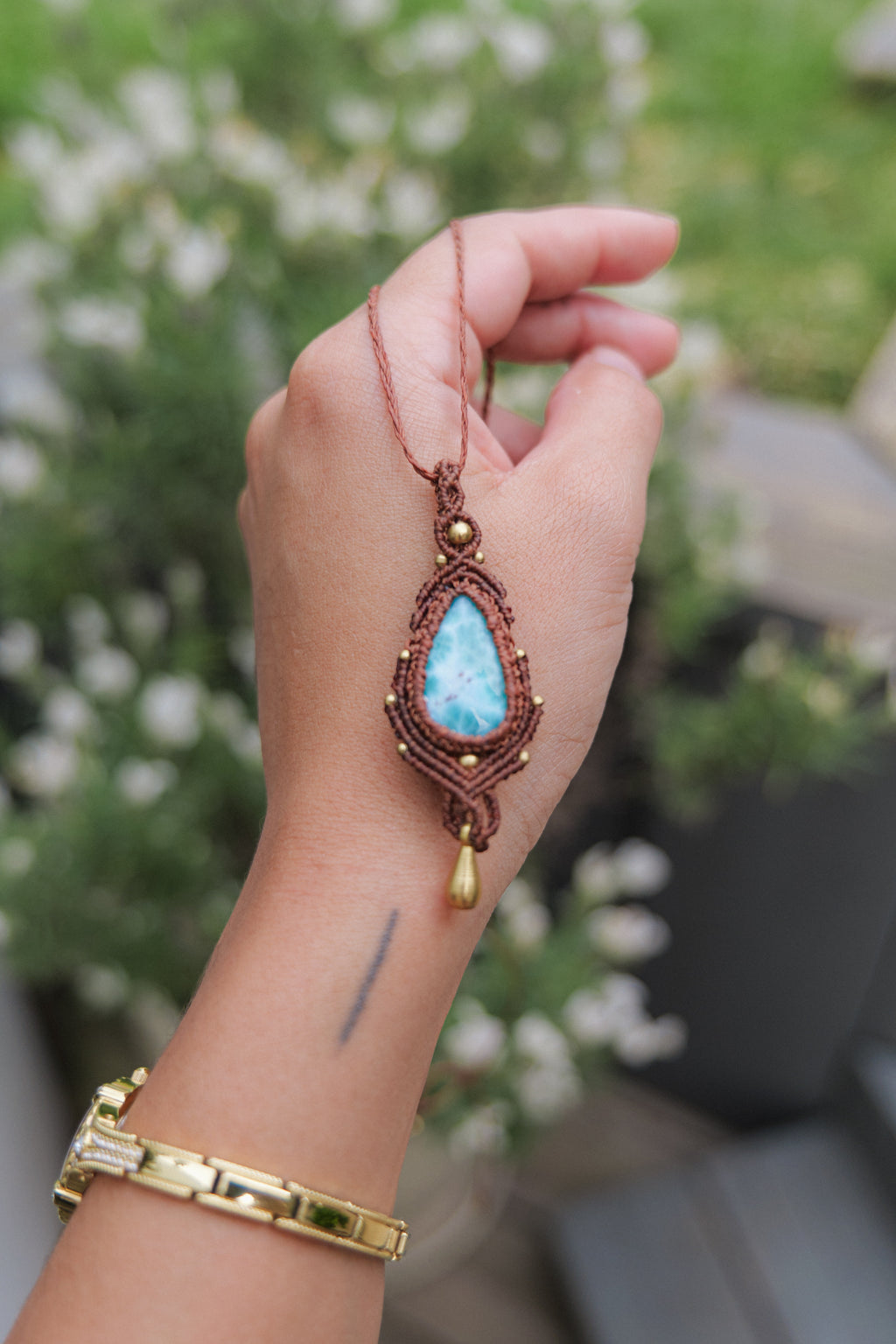 Larimar Macrame Necklace