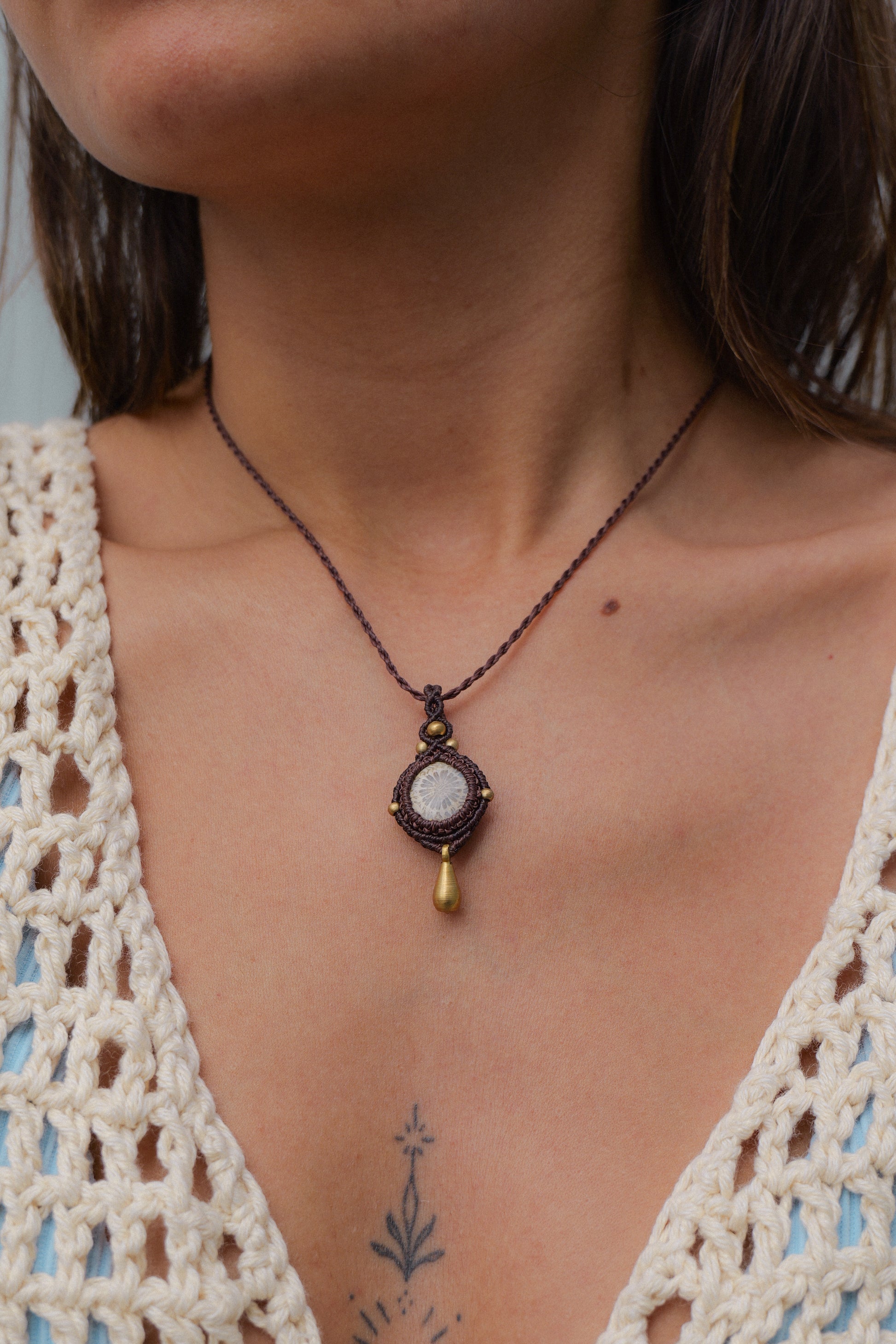 Mini Fossilised Coral Pendant