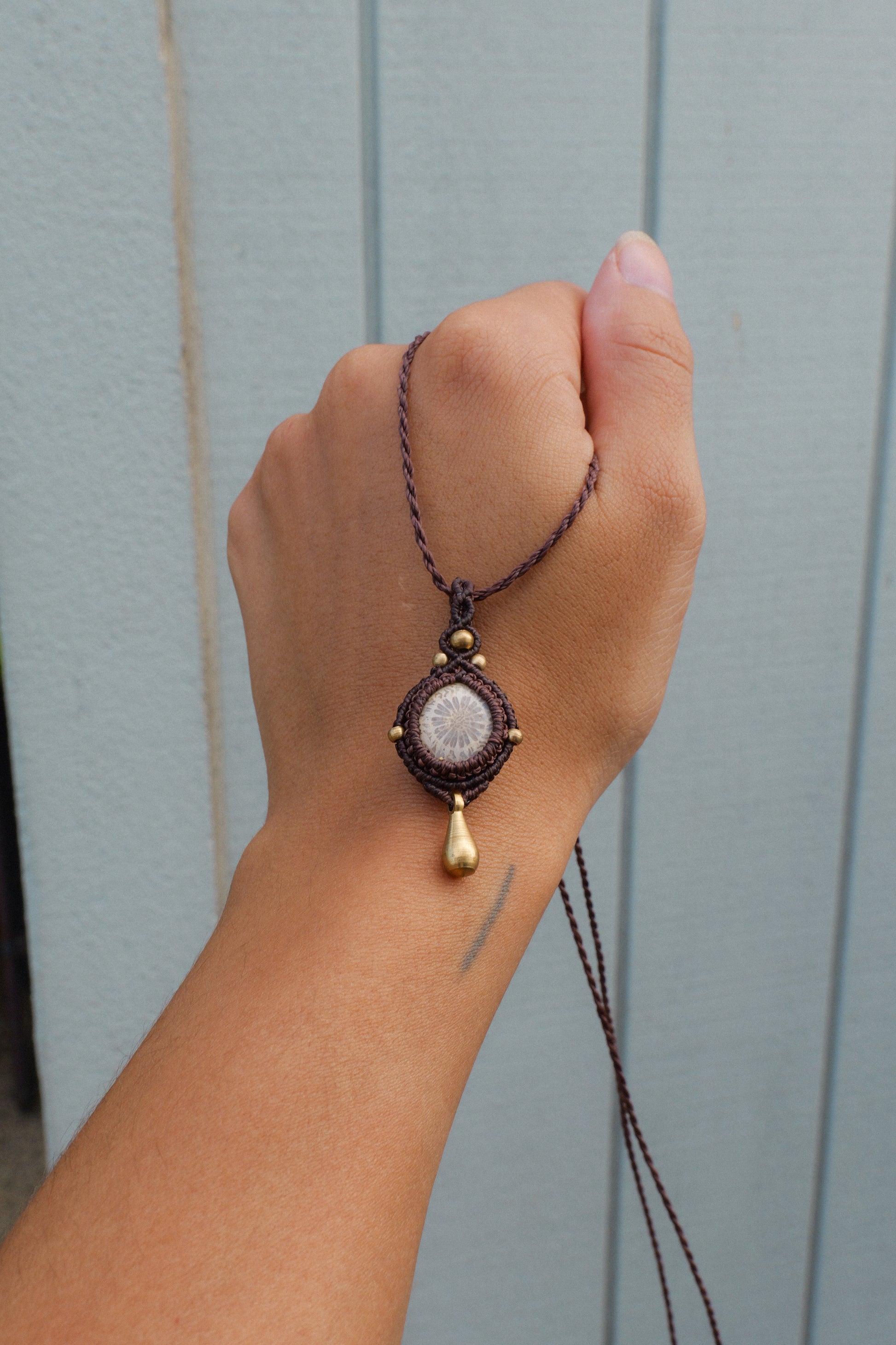 Mini Fossilised Coral Pendant