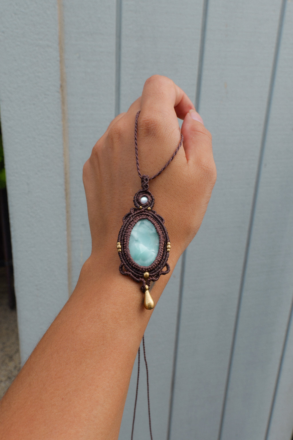 Chatoyant Hemimorphite & Pearl Pendant